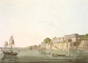 ガンジス川沿いのベナレス近くのラムヌグル、「東洋の風景：ヒンドゥースタンの24の景色」、1796年